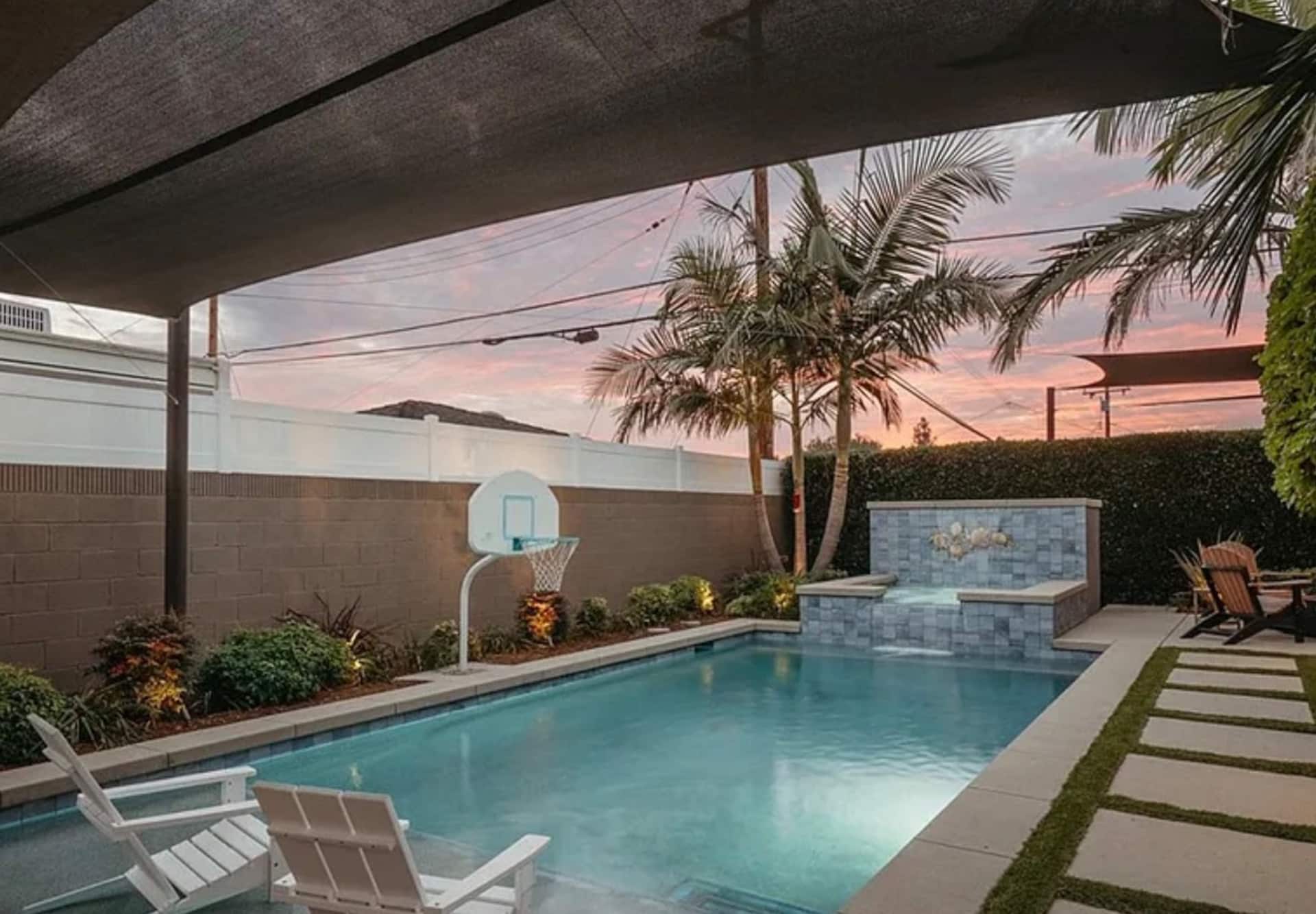 The saltwater pool in daylight at The Glendora Oasis